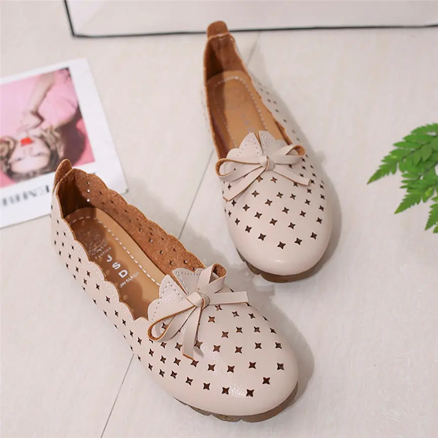 Женская летняя обувь без застежки дышащая для медсестры с перфорацией на плоской