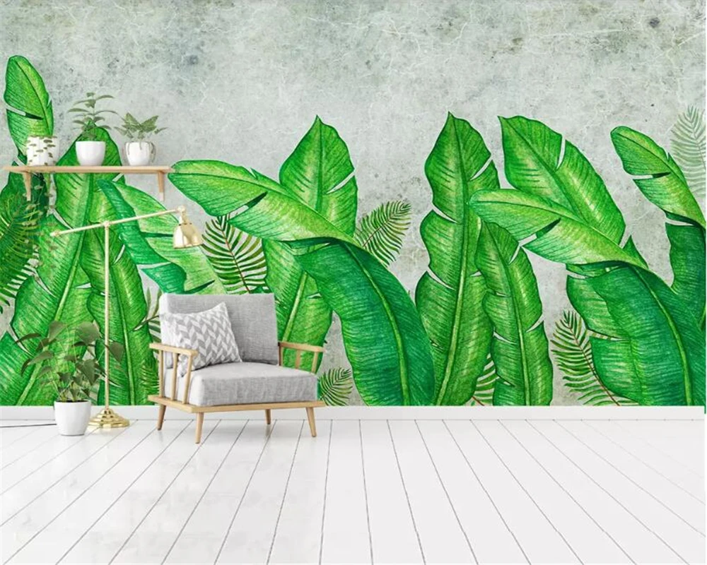 Фотообои Beibehang 3d на заказ роспись 3D Современная ручная тропический лес банановые