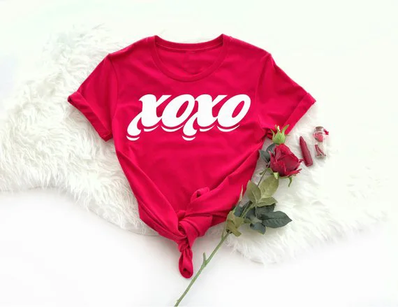 Футболка на День святого Валентина футболка XOXO Love женская модная одежда унисекс