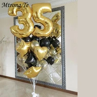 16pcslot 40inch 20 30 35 40year old gold number balloons 18 starheart confetti balloon happy birthday party decor supplies