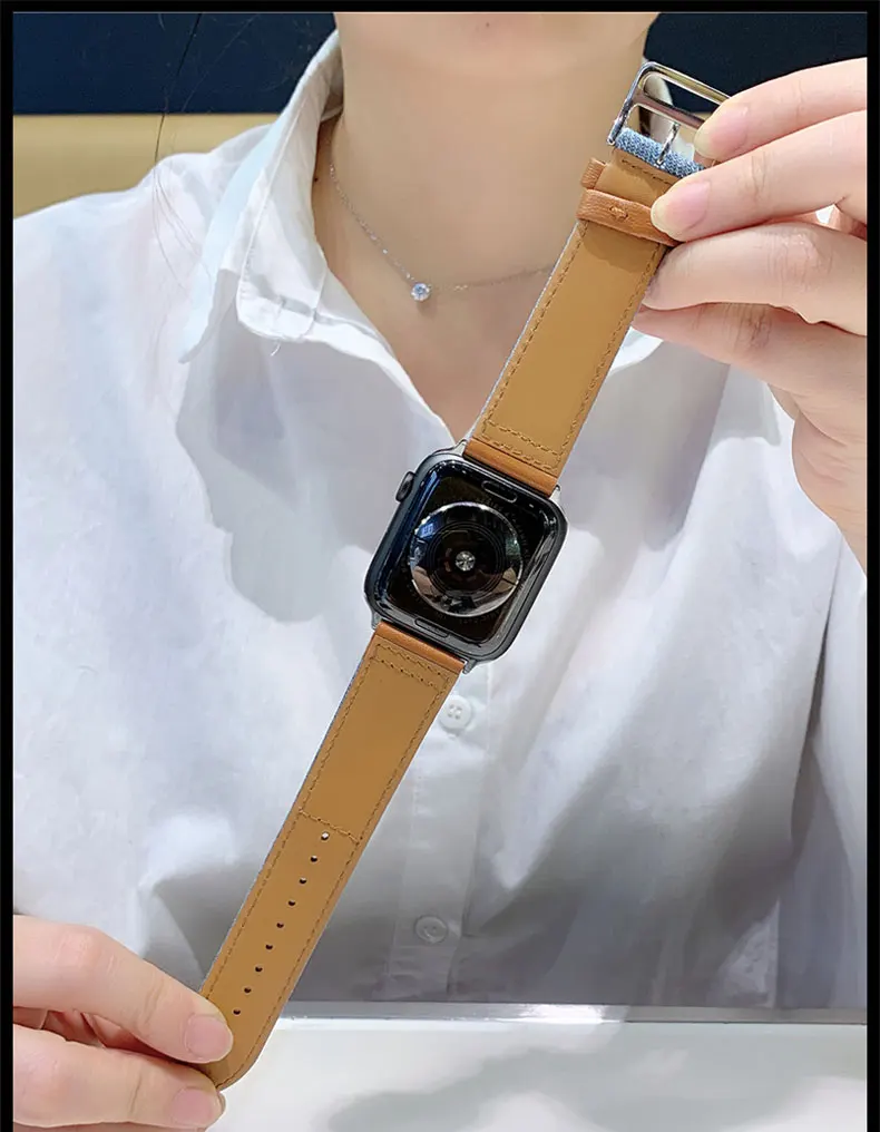 Ткань и натуральная кожа ремешок для apple watch, ремешок 42 мм, 38 мм, Версия 44 мм 40 мм apple watch 5/4/3/2/1 браслет wristbelt аксессуары