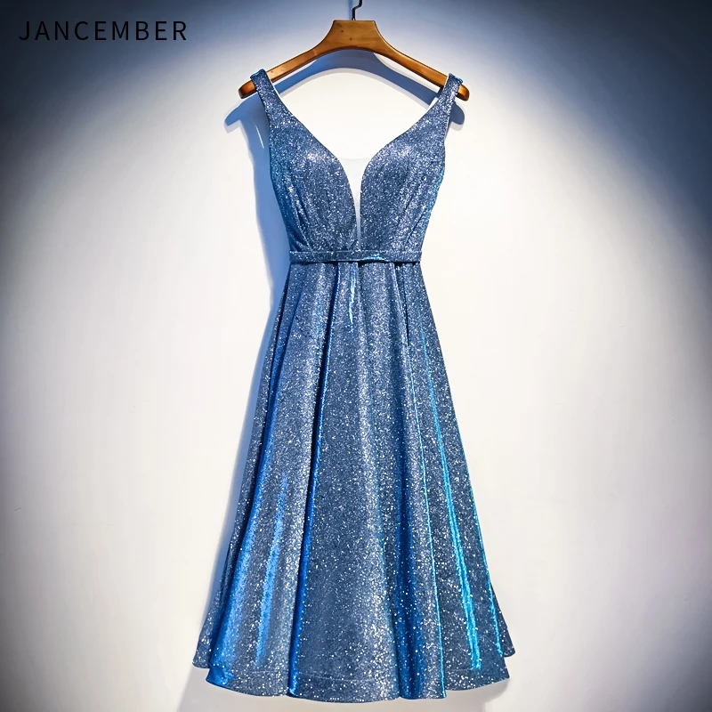 Коктейльные платья JANCEMBER коктейльные без рукавов с блестками и открытой спинкой