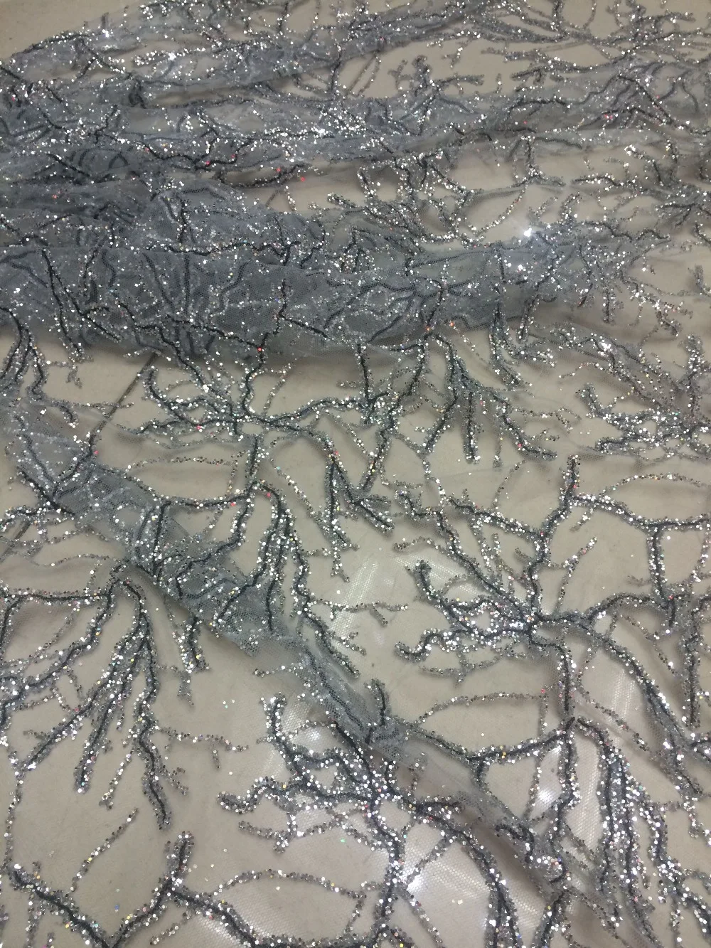 French Net Lace Fabric S-5243 with glued glitter Latest african lace fabric embroidery |