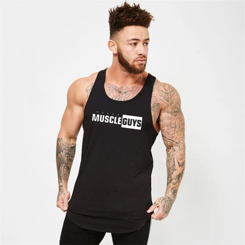Майка Muscleguys мужская летняя с буквенным принтом хлопковая дышащая майка без