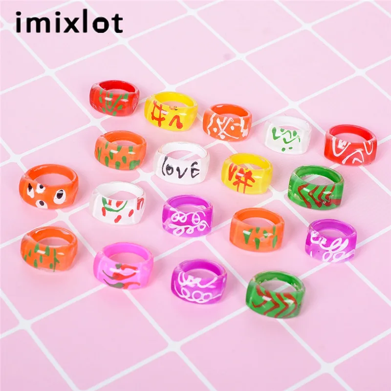 Imixlot 20 шт./лот оптовая продажа Пластиковые Детские Кольца смешанные цвета
