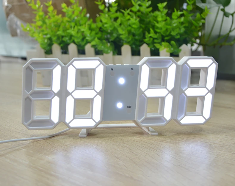 3D USB цифровой светодиодный Будильник 12 H/24 H дисплей Повтор часы светодиодный настенные часы настольные часы украшение дома ночной Светильник