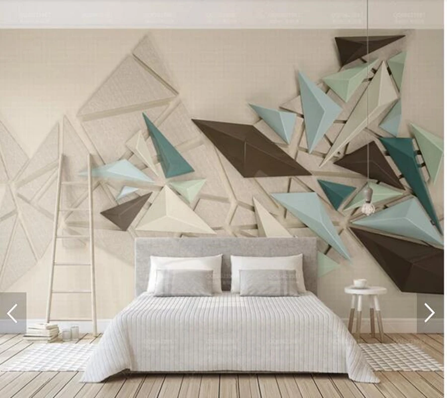 3D обои на заказ 3d треугольные бежевые тканевые фрески для гостиной спальни