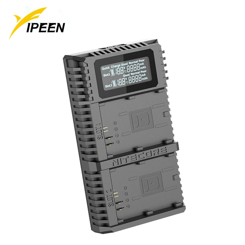 Nitecore UCN2 Pro Двойной слот USB QC камера батарея LP-E6 LP E6 LPE6 зарядное устройство для CANON DSLR EOS 60D 5D3 7D 6D 70D 5D Mark II