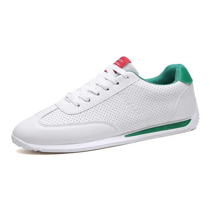 White-green BVNOBET; сезон лето; Новинка; модная обувь для влюбленных пар; Простые Женские повседневные белые кроссовки из искусственной кожи; дешевая обувь для скейтборда - Цвет: White-green