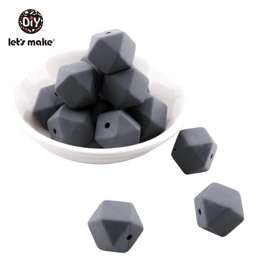 24 Let'S Make 20Pc 14Mm Hexagon Silicone Teether Beads Baby Tiny Rod Multifaced Baby Teething Toy Beaded Silicon Baby Teether Toy - Цвет: 24
