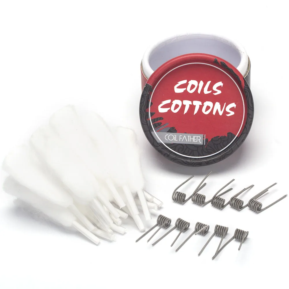 

Prebuilt Coil Clapton Tiger Hive Quad Flat/Mix twisted Fused Heating Wire & Bravo Cotton for Vape DIY Premade Coil