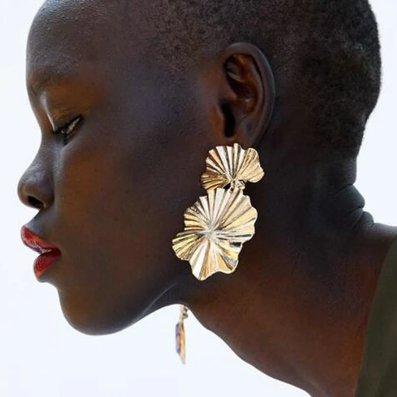 Модные металлические золотые висячие серьги AOTEMAN геометрические винтажные