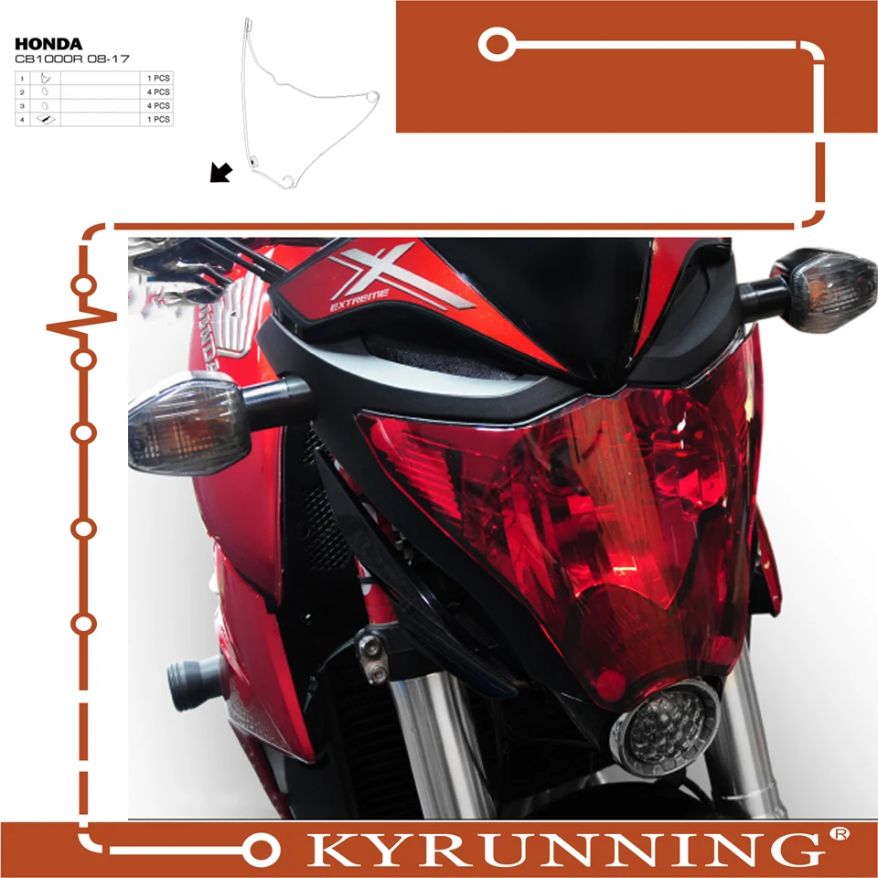 Teng Worship для HONDA CB1000R CB 1000R CB1000 R 2008 2017 Защитная крышка фар мотоцикла линза
