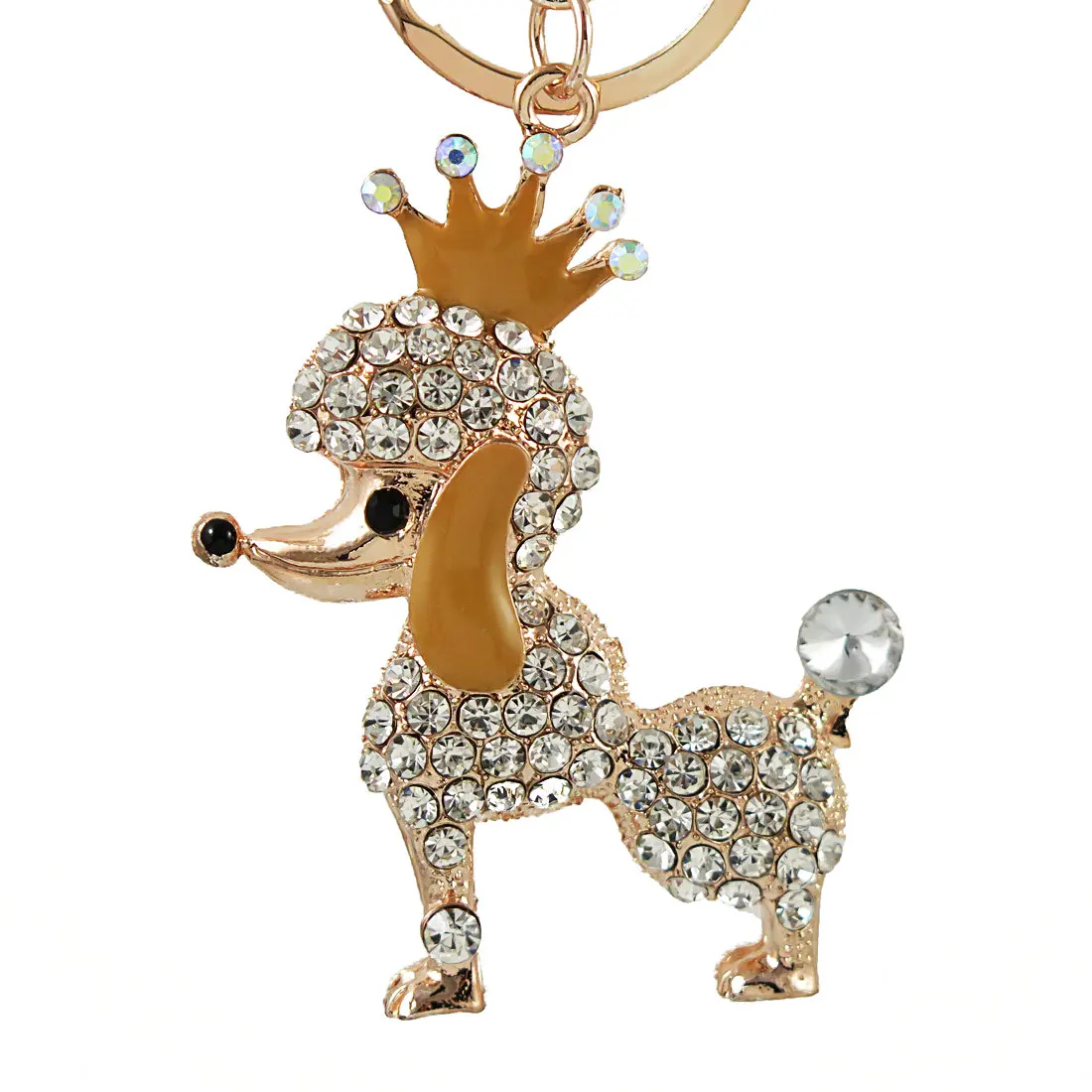 Цепочка для ключей с кристаллами в виде короны пуделя собаки|key ring chain|crystal key ringkey