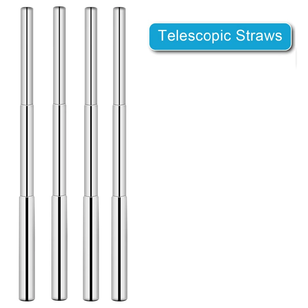 

1/2 / 4 Reusable Three-section Straw Stainless Steel Portable Straight Straw Metal Straw Retractable Drinker Party Bar Accessori