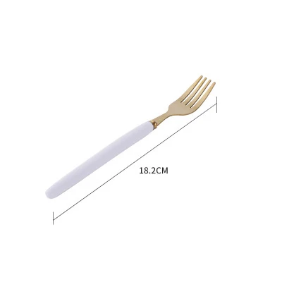 White Fork Креативная керамическая ручка из нержавеющей стали, столовые приборы, благородная вилка, нож, десертная кофейная ложка, столовая посуда, Золотая посуда, вилка, нож, ложка - Цвет: White Fork