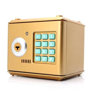 Gold Мини Кодовый чехол, сейф, копилка для денег, банкомат, копилка для денег, роскошная копилка, копилка с ключом, подарок для детей - Цвет: Gold