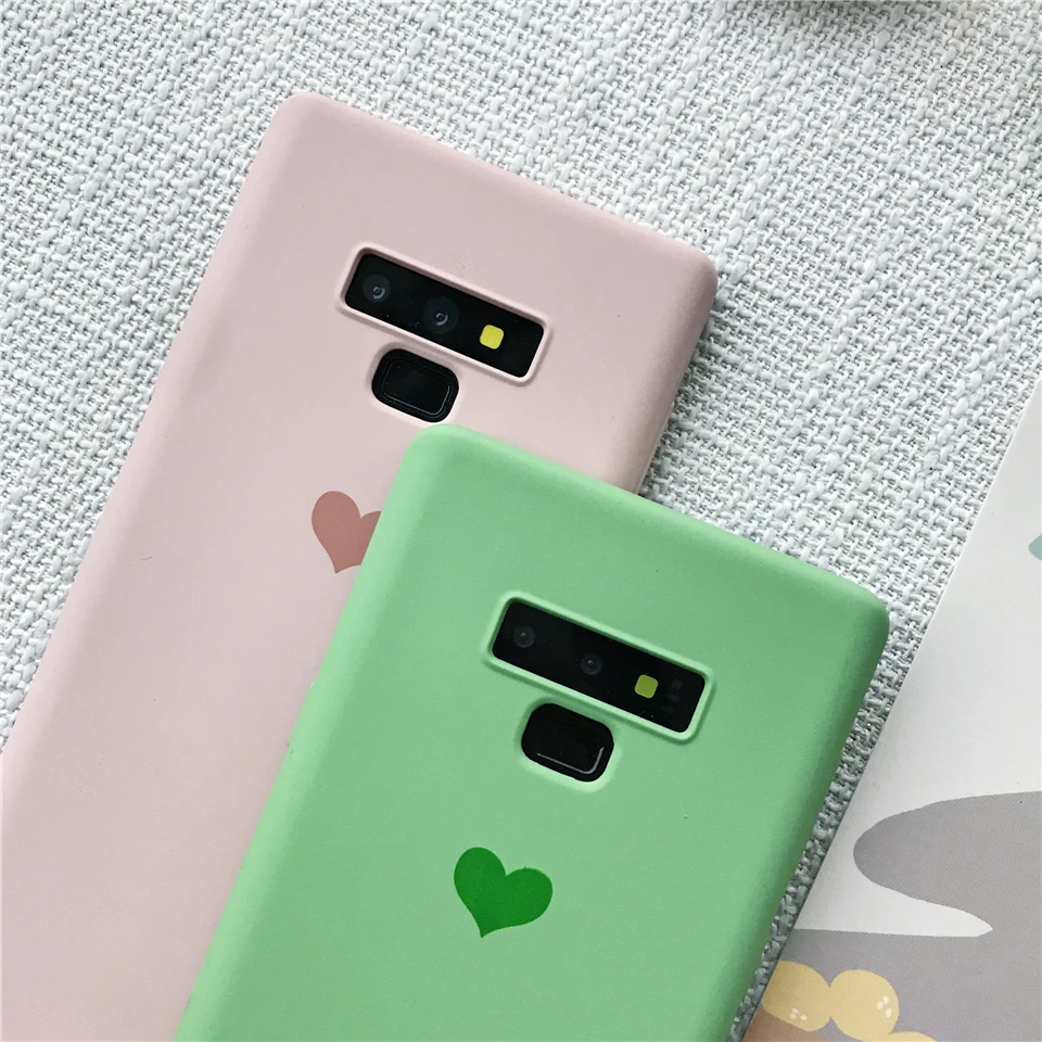 For Samsung Galaxy Note 9 8 5 4 Cover Soft Cute Love Heart Print Sand Texture Silicone TPU Case S10 Plus S10E S9 S8 |