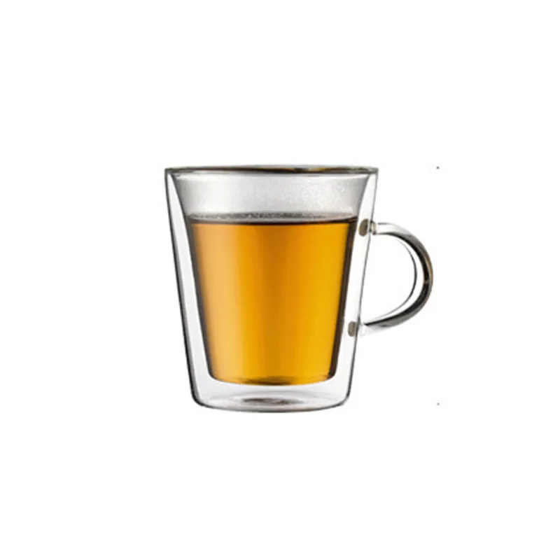 Двухслойная двухслойная стеклянная кружка с защитой от ожогов прозрачная