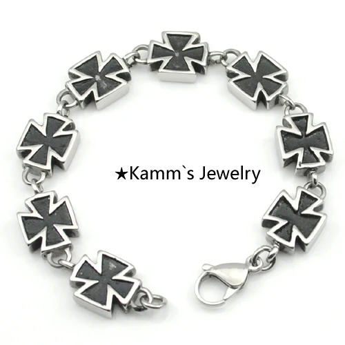 Браслет с крестом серебро 316L нержавеющая сталь мужские ювелирные браслеты