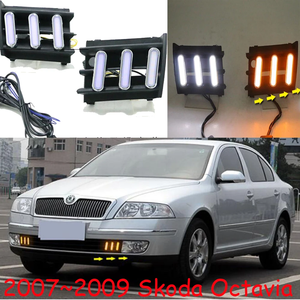 2 шт. для OCTAVIA 2007 2008 2009 светодиодный DRL дневные ходовые огни, octavia Дневной светильник водонепроницаемый сигнальный автомобильный стильный светильник