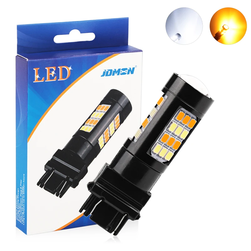 

2 шт. 12В T25 3157 7443 3528 42SMD Автомобильные светодиодные лампочки с поворотным сигналом двойной цвет супер яркий белый Янтарный Автомобильный свет...