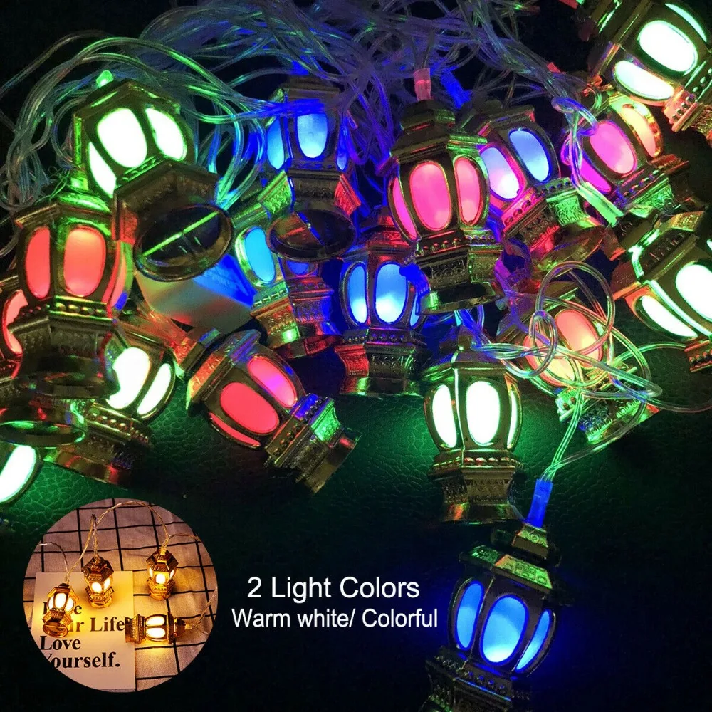 EID Ramadan Moon Party Decoration Islamic 10 LED/20led 1 65 M 3m Фонарь гирлянда яркая лампа золотой дом Fanoos