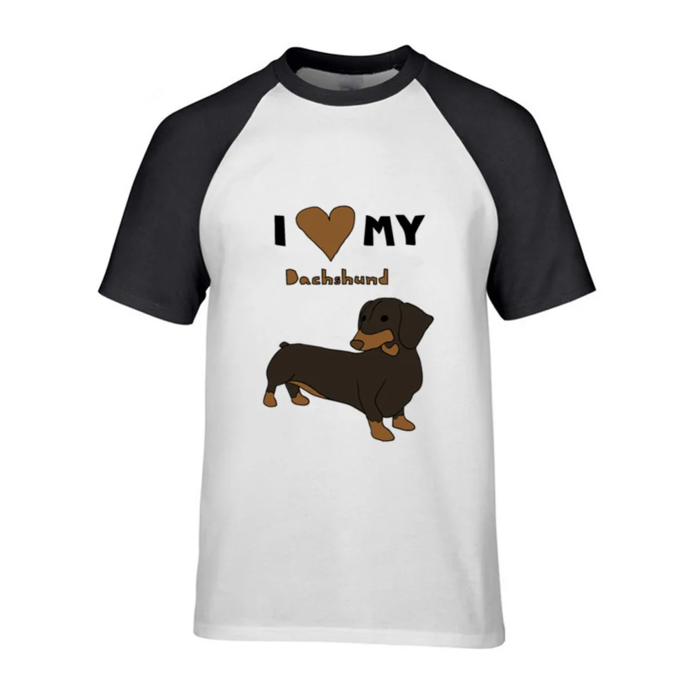 Футболка I Love My Dachshund мужская приталенная футболка с короткими рукавами забавные