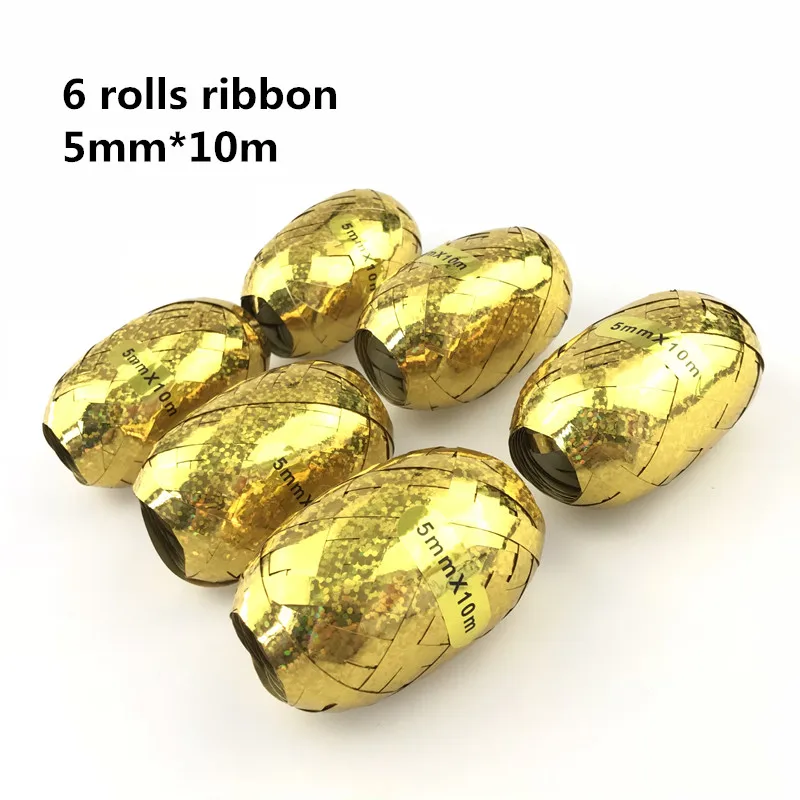 6pcs gold ribbon 7 трубок держатель воздушных шаров колонна-подставка прозрачный пластиковый шар палочка День Рождения украшения Детские свадебные шары Декор - Цвет: 6pcs gold ribbon