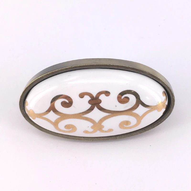 6PCS Vintage Furniture Handles Oval Ceramic Cabinet Knobs and Cupboard Door Knob Drawer Kitchen Pull Handle CC.16mm | Обустройство