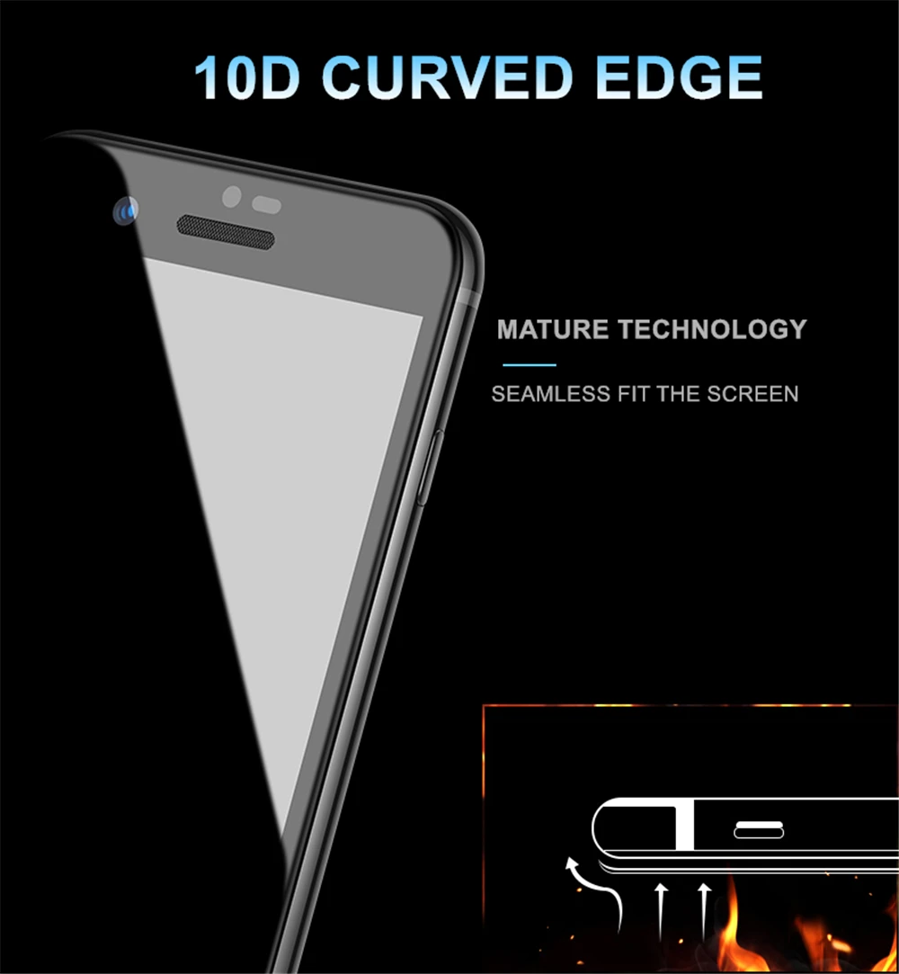 10D закаленное стекло для iPhone X 7 8 6S Plus защита экрана полное покрытие Защитное стекло для iPhone 6 XR XS 11 Pro Max пленка