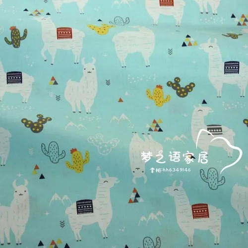 green Alpaca 160 см* 50 см хлопчатобумажная ткань мультфильм белая Альпака желтые кактусы три угла ткани для комплект кровати «сделай сам» лист Декор ручной работы ткань - Цвет: green Alpaca