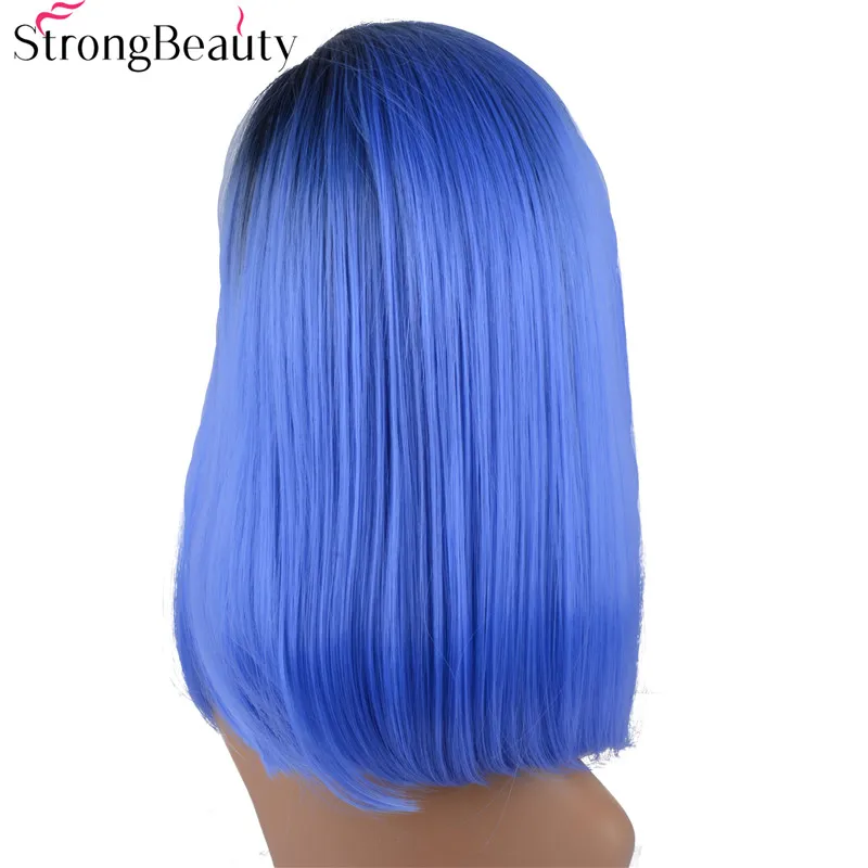 StrongBeauty синтетические кружевные передние голубые парики средней длины прямые