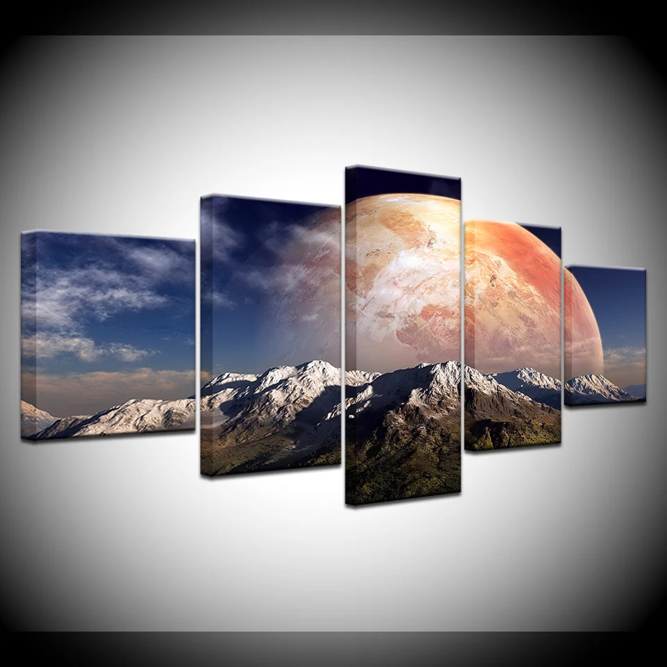 

frame 5 Panels Canvas HD Print Huge Red Planet Wall Art Picture Top-rated For Living Room Painting Modular Artwork