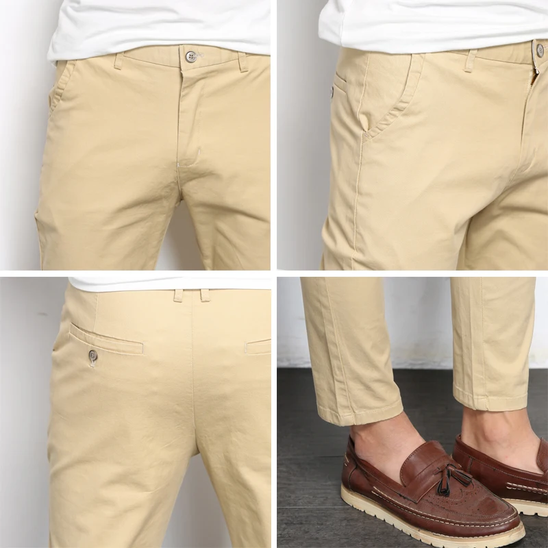 Брюки мужские прямые хлопковые повседневные модные штаны Slim Fit до щиколотки