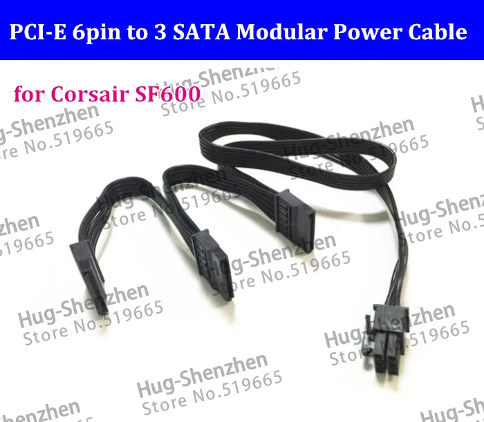 PCIE 6P 6Pin папа 3 SATA 15pin модульный силовой удлинитель 15P порт мультипликатор для Corsair
