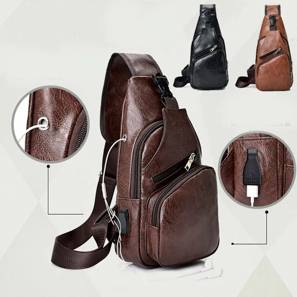 Мужская маленькая нагрудная сумка из искусственной кожи мессенджер для планшета