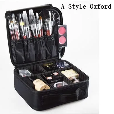A Oxford Black Женский модный профессиональный чехол для макияжа, чехол для косметики, мраморный чехол для женщин, Большая косметическая сумка, кожаный чехол для маникюра - Цвет: A Oxford Black