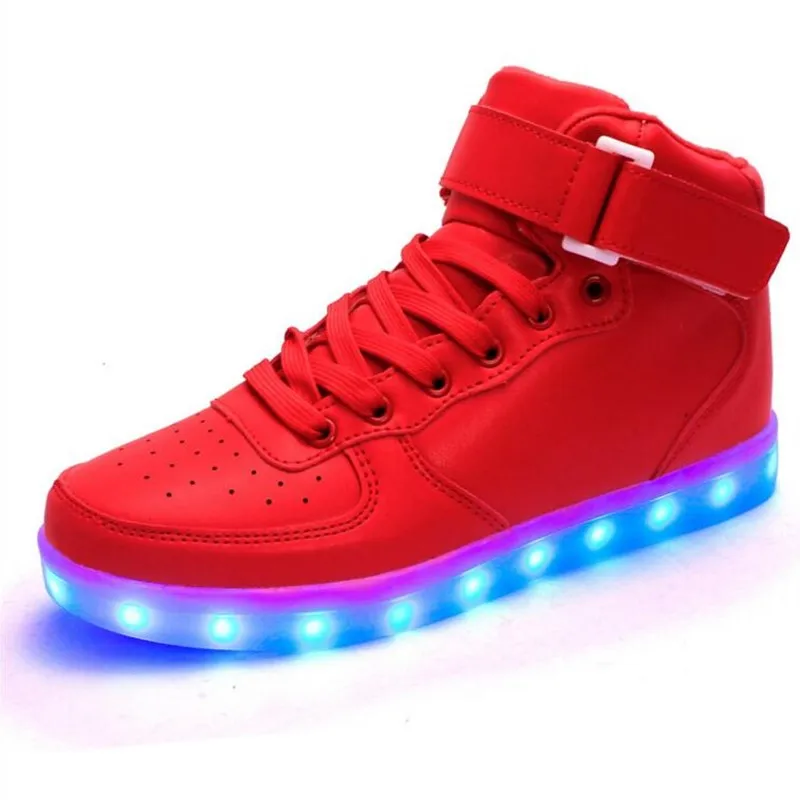 Nice Unisex Led Shoes Luminous Men Fashion high-top Light UP LED Male For Adults Plus Size 27-66 Super Homme | Обувь