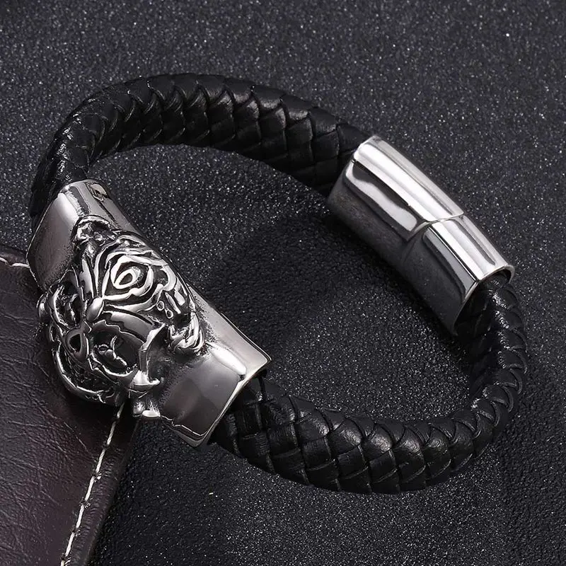 Мужской браслет-Талисман из натуральной кожи в стиле панк | Украшения и