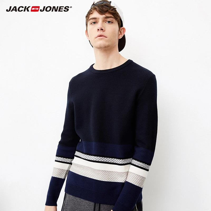 Бренд Jack Jones новая зимняя мода шерсть круглый вырез в полоску цвет длинный рукав