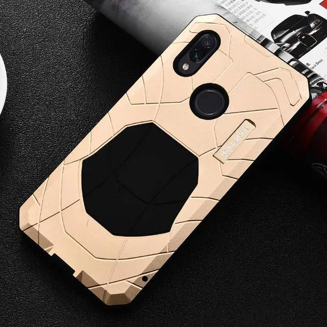 Повседневный водонепроницаемый чехол для Redmi Note 8 7 противоударный сверхпрочный силиконовый алюминиевый металлический чехол для Redmi Note 7 8 Pro Чехол - Цвет: Золотой