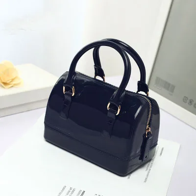 Dark blue JELLYOOY маленький размер 18 см ПВХ Мини Женская Желейная сумка детская подушка сумка на плечо карамельный цвет Силиконовая Сумка-тоут пляжная сумка-мессенджер - Цвет: Dark blue