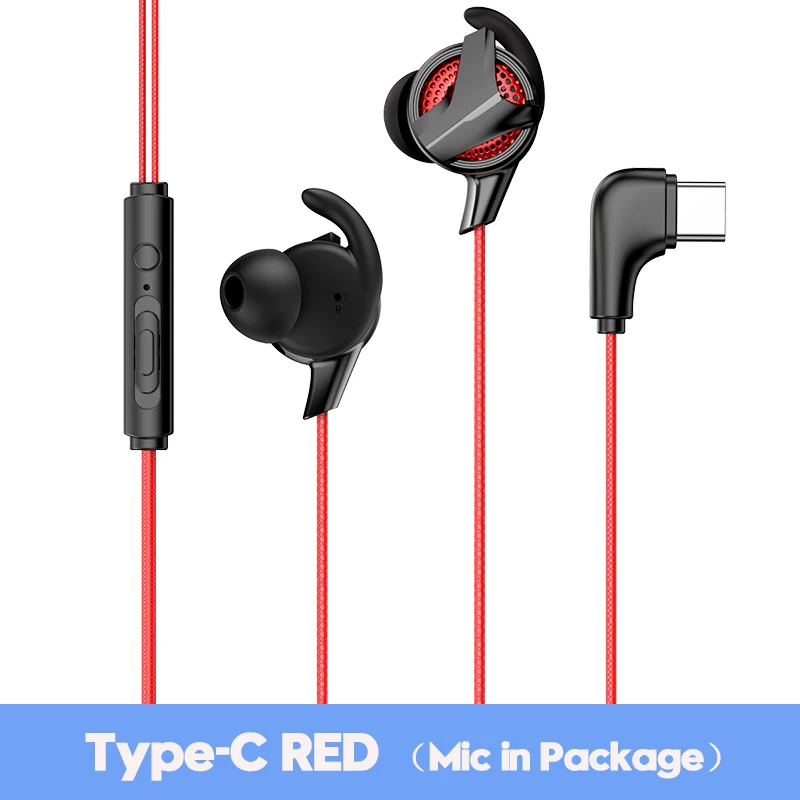 Type c RED Baseus Игровые наушники для Pubg контроллер GAMO-15 3D стерео наушники для мобильных pubg геймеров со съемным HD микрофоном - Цвет: Type c RED