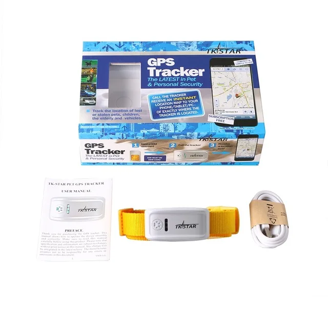 Yellow With Box TKSTAR мини gps-трекер для питомцев, собак, кошек, TK909 2G, gps локатор, 400 часов в режиме ожидания, дистанционно голосовой монитор, SOS сигнализация, гео-забор - Цвет: Yellow With Box