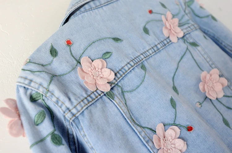 Женская джинсовая куртка с вышивкой повседневная 2018|women denim jacket|embroidery jacket womenembroidery
