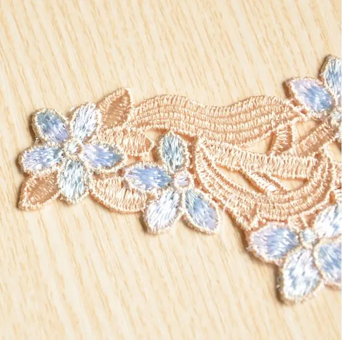 1 Piece 19*8cm Blue Skin Exquisite Embroidery Flower Mini Lace Collar Fabric Sewing Applique DIY Children Neckline Wedding | Дом и сад