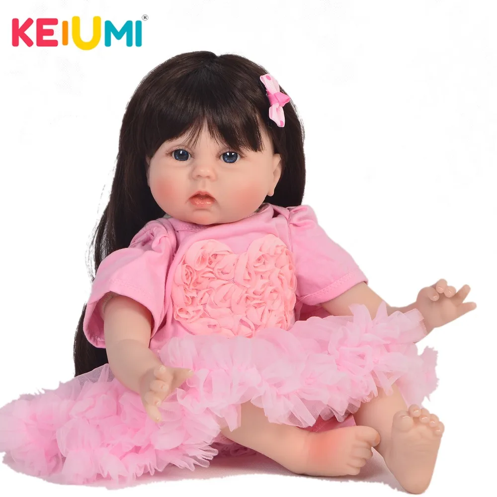 KEIUMI 55 см мягкие силиконовые куклы для новорожденных девочек реалистичные