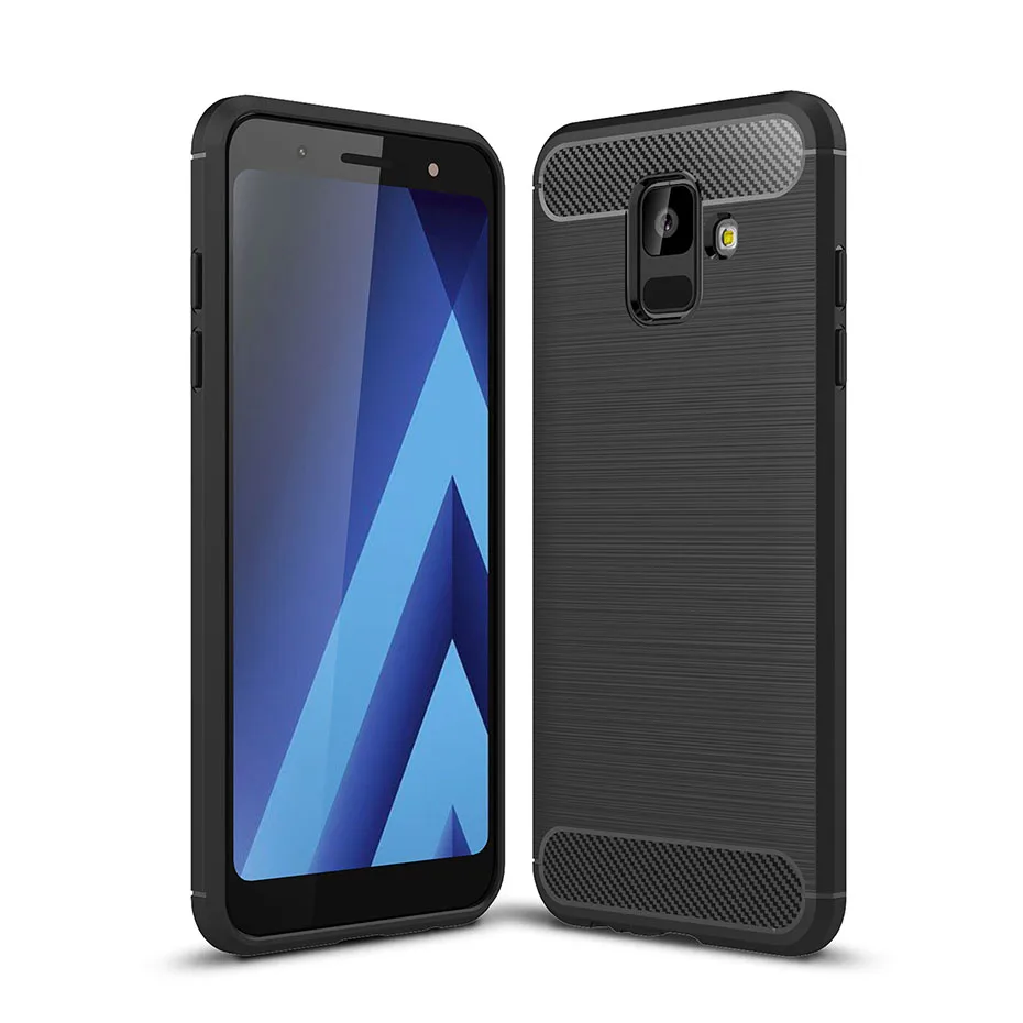 Черный Для samsung Galaxy A6 чехол силиконовый тяжелый противоударный мягкий силиконовый чехол из углеродного волокна для samsung Galaxy A6 Plus чехол - Цвет: Черный