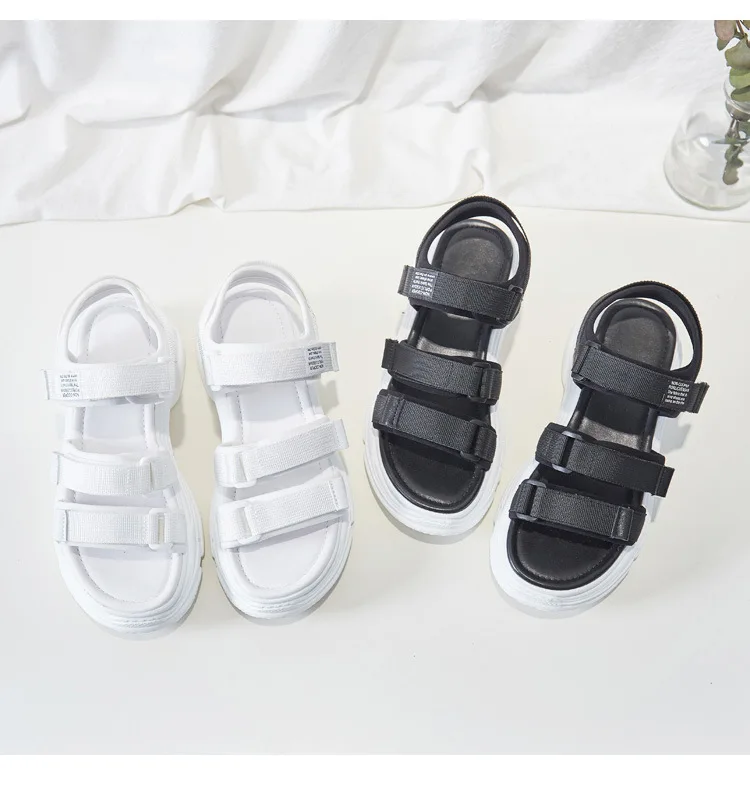 Новинка лета 2019 женские модные пляжные сандалии на толстой подошве с рифленой